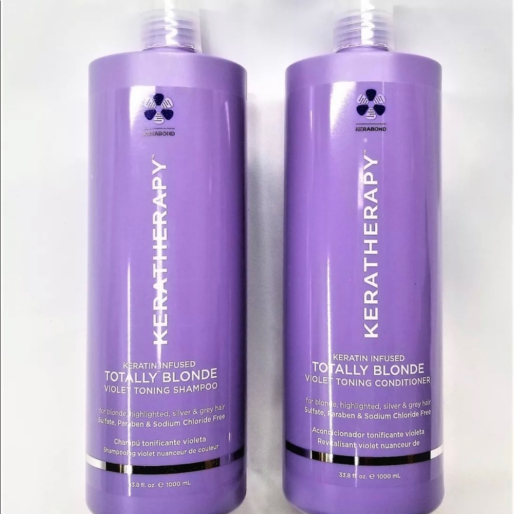 NEW - Keratherapy TOTALLY BLONDE Violet Toning SHAMPOO & CONDITIONER LITER DUO